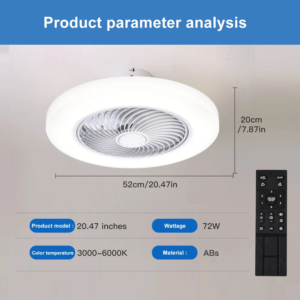 Smart 52cm Ceiling Fan with Light