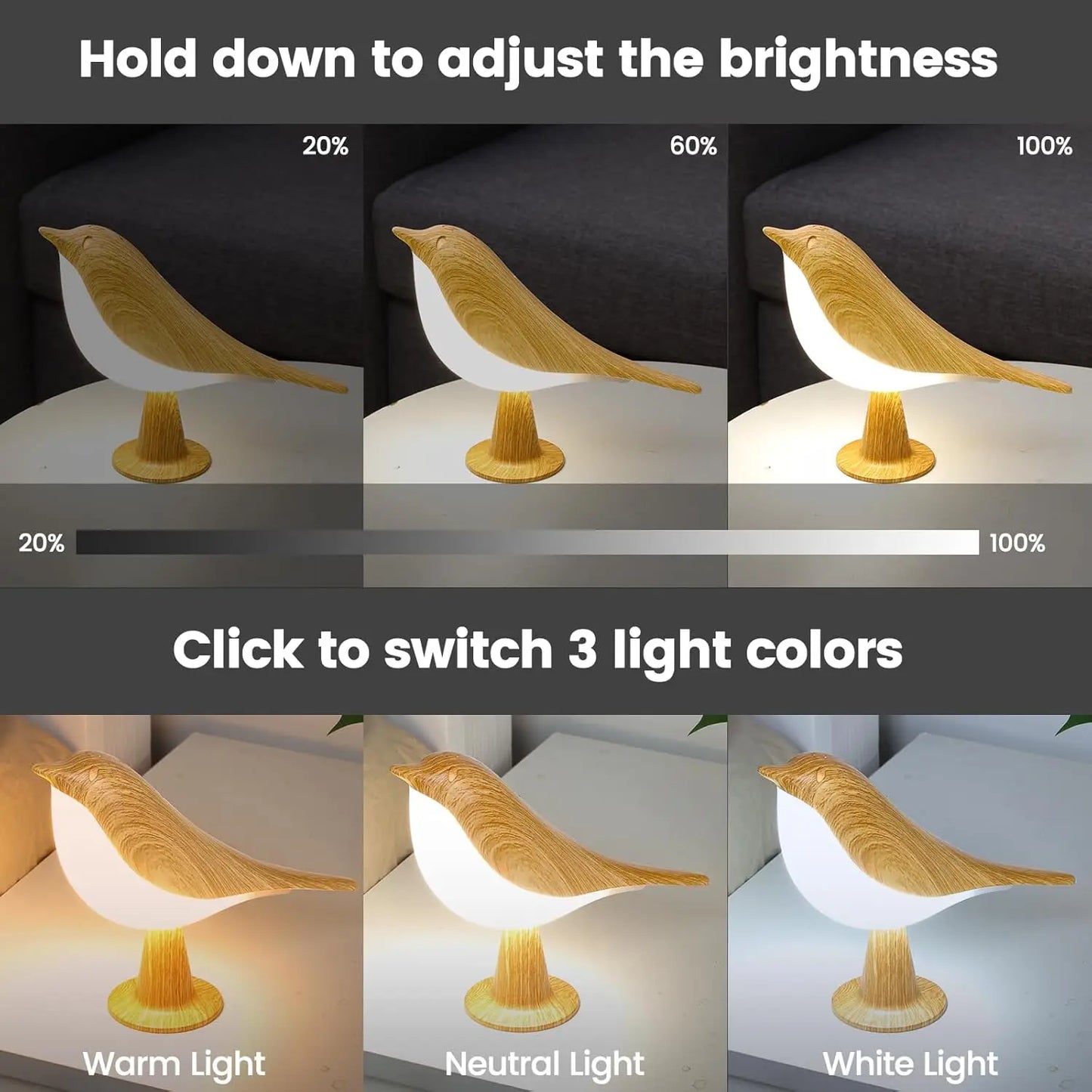 Rechargeable LED Bird Lamp