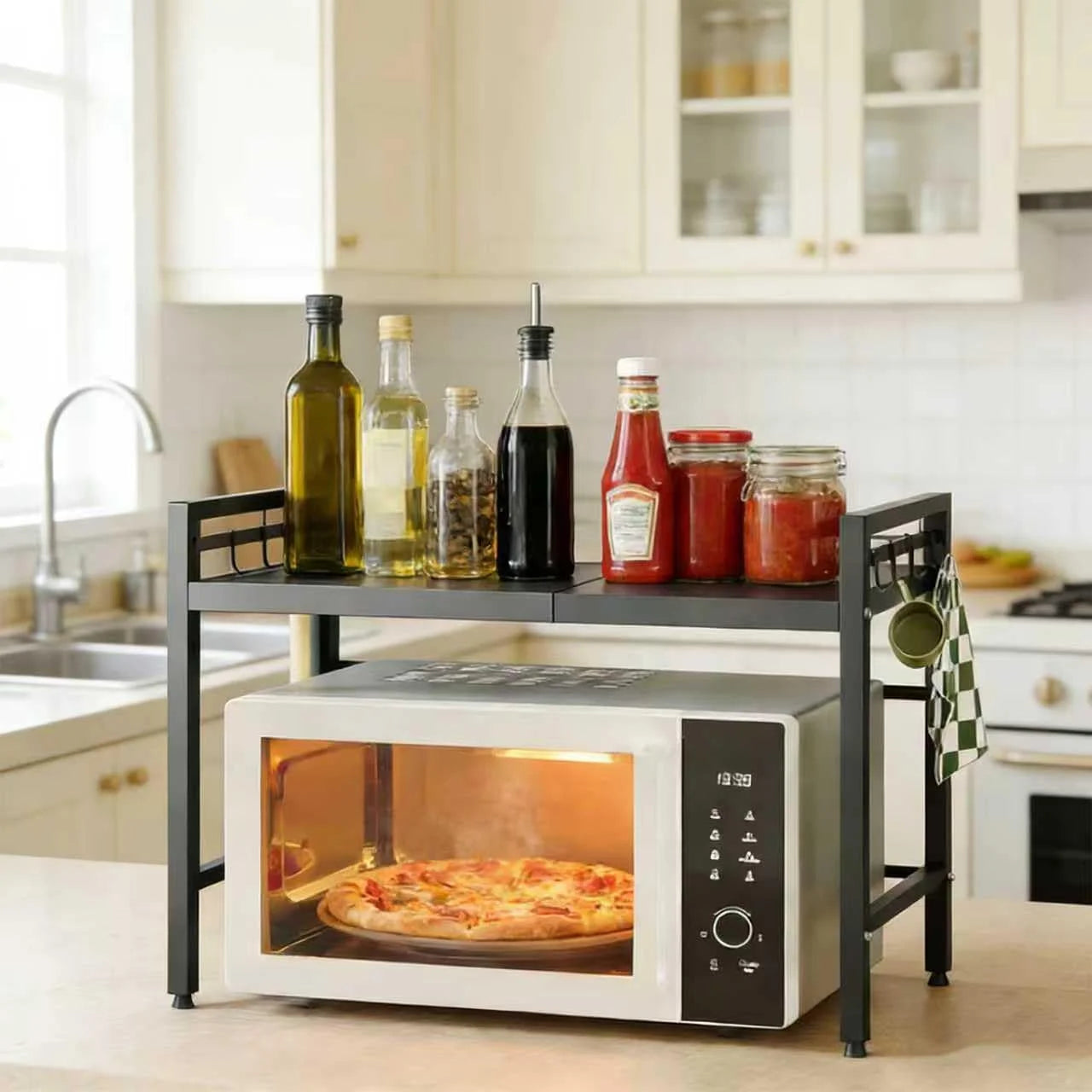 Adjustable Microwave Oven Storage Rack