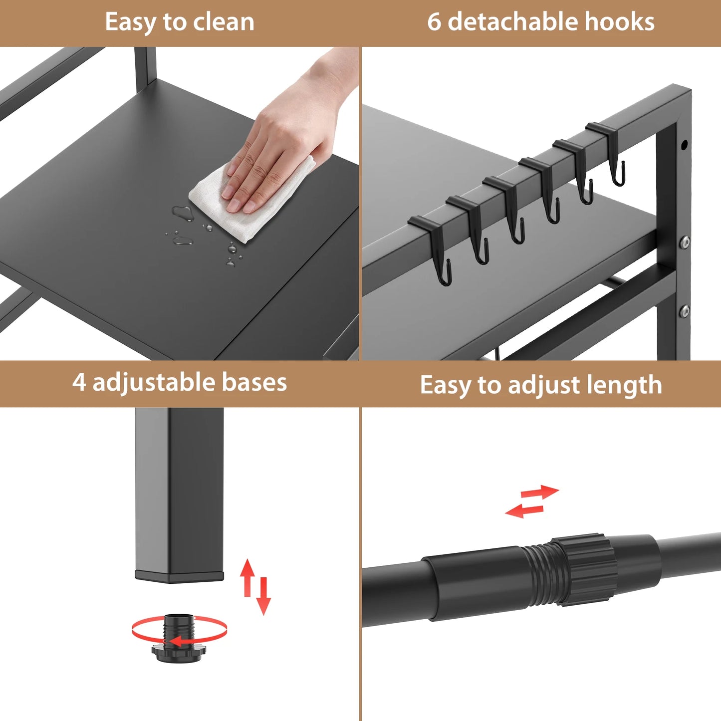 Adjustable 2/3-Tier Kitchen Storage Rack