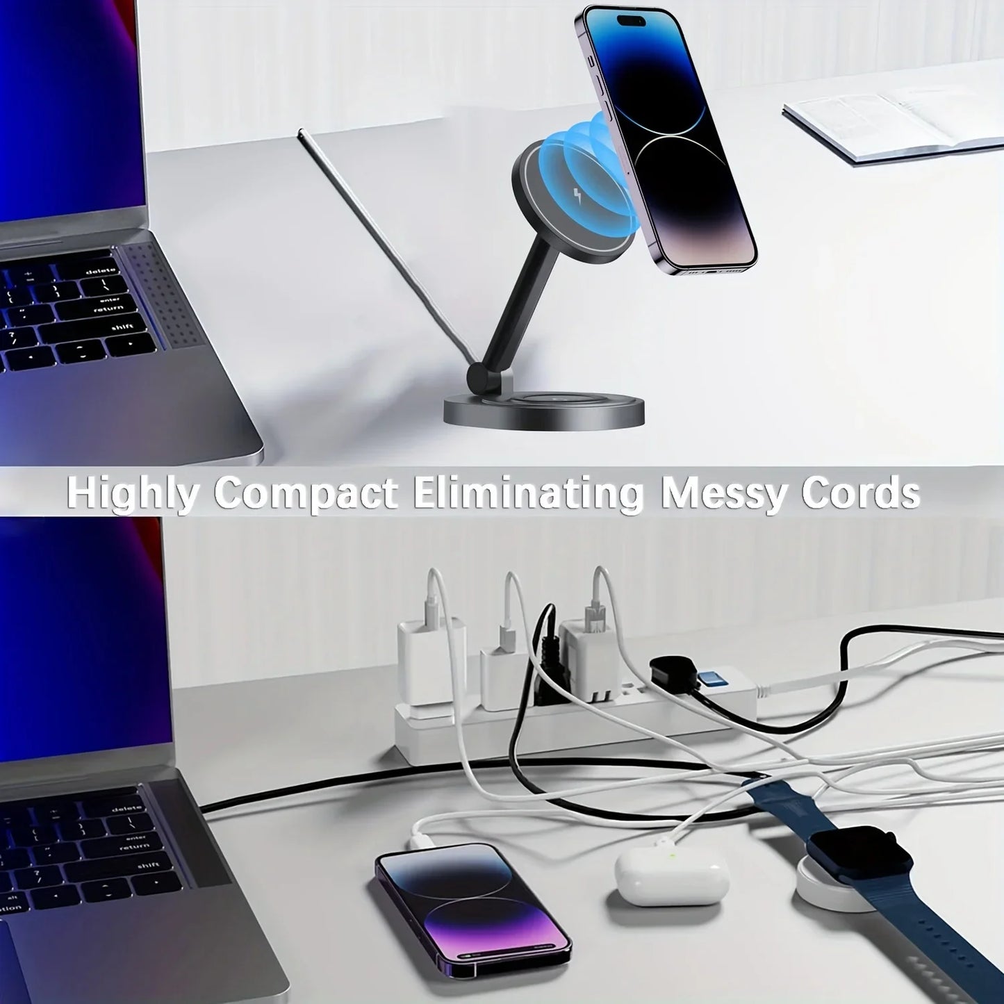 2-in-1 Magnetic Wireless Charging Stand for iPhone,