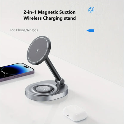 2-in-1 Magnetic Wireless Charging Stand for iPhone,