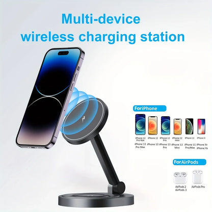 2-in-1 Magnetic Wireless Charging Stand for iPhone,
