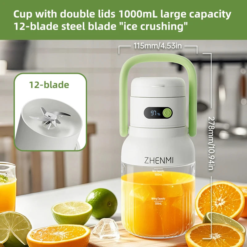 Portable Juicer, 33oz. Vessel, USB-C Rechargeable