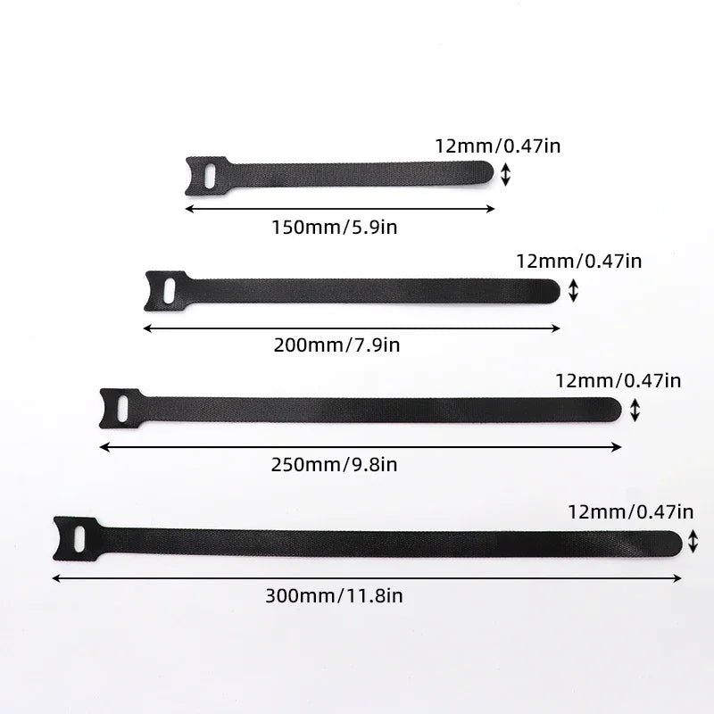 Releasable Cable Ties Wire Organizer Black