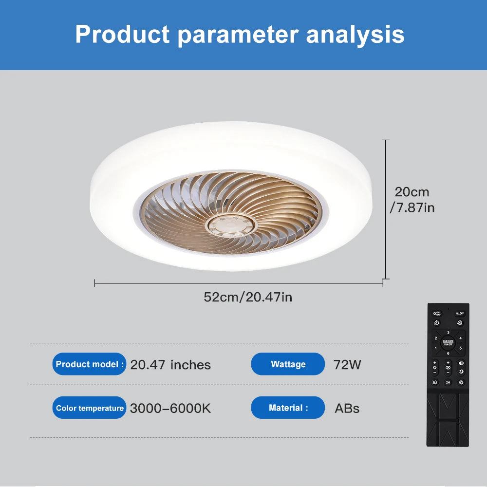 Smart 52cm Ceiling Fan with Light