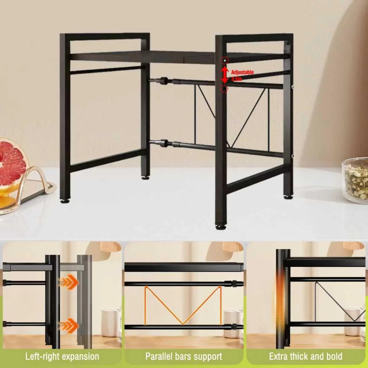 Adjustable Microwave Oven Storage Rack